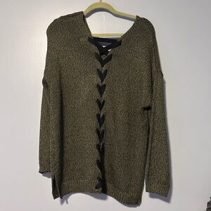 Cupcake Olive V-Neck Sweater with Black Details